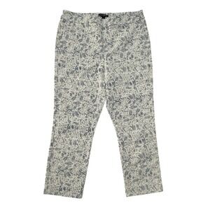 Mario Serrani Italy Womens Blue Floral Pull On Stretch Pants Size Large L/G